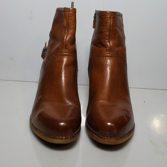 Dansko Hayley Ankle Boot Women's Size 42 Brown Milled Calf Tan Leather Zip Block - Picture 3 of 16